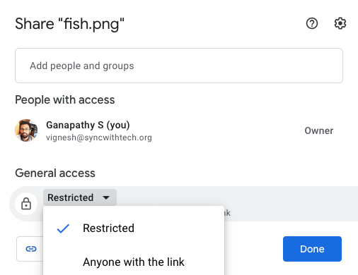 get direct link Google Drive image file